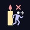 Never leave burning candle RGB color manual label icon for dark theme