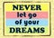 Never let go of your dreams Inspiring quote Vector typography poster