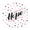 Never lose hope lettering with heart icons background