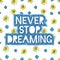 Never stop dreaming lettering