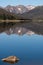 The Never Summer Mountain Range is the backdrop for Long Draw Reservoir, Colorado.