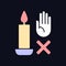 Never touch burning candle RGB color manual label icon for dark theme