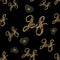 New 2018 year golden lettering number figures isolated on black seamless pattern background. 3D illustration