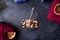 New 2021 is a bull. A wooden toy on the Christmas tree in the form of a symbol of the new year. Eco toys.