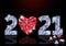 New 2021 diamond year  with ruby heart background