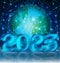 New 2023 year invitation card with planet Earth, vector