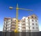 New apartments building - with crane, 3D illustration