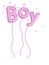 New baby, boy, pale pink balloons and stars isolated on white. Gender issues maybe.