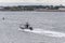 New Bedford Police Department patrol boat crossing New Bedford outer harbor