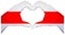 New belarus white red stripe flag two hands make love heart symbol. White Red White Flag symbol of Belarusian protest