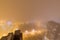 New Belgrade covered with fog photographed from a tall building
