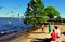 New Bern, NC: Family Feeding Seagulls