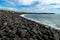 New black sand beach at Isaac Hale Beach Park created by 2018 eruption and lava flow of Kilauea volcano on the Big Island of Hawai