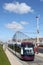 New Blackpool Tram near Pleasure Beach.