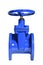The new blue-type rotary valve for installation in the water supply system. Close up, isolated. Manual valve