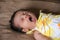 New born asian baby girl yawning