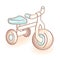 New born baby bike with three wheels, tricycle with blue details. Infant vector icon. Child item.