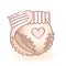 New born baby diaper, nappy with pink heart shaped decoration. Infant vector icon. Child item.