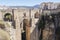 New Bridge over Guadalevin River in Ronda, Malaga, Spain. Popular landmark in the evening