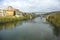 New Bridge Ponte Nova and railway viaduct over the river MiÃ±o in Ourense Orense, Galicia, Spain