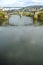 New Bridge Ponte Nova and railway viaduct over the river MiÃ±o in Ourense Orense, Galicia, Spain