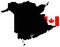 New Brunswick map with Canadian flag - one of four Atlantic provinces on the east coast of Canada