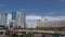 New business district timelapse hyperlapse from bridge in the capital of Kazakhstan in Astana.