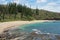 New Caledonia coastal landscape beach with pines