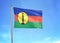 New Caledonia flag waving sky background 3D illustration