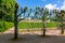 New Chambers Neue Kammern palace and Windmill Windmuhle in  Sanssouci park in spring, Potsdam, Germany