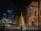 New Christmas tree in Milan by night in a cinematic view