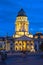 New Church Deutscher Dom or Neue Kirche on Gendarmenmarkt square at night, Berlin, Germany