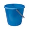 New, classic, plastic bucket. Light blue bucket isolated on a white background