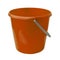 New, classic, plastic bucket. Orange bucket isolated on a white background