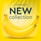 New collection, social media template for online store, bananas background, vector illustration.
