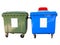 New colorful plastic garbage containers isolated over white