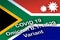 New Covid-19 variant B.1.1.529 Omicron Coronavirus symbol and written with the flag of South Africa in the background