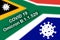 New Covid-19 variant B.1.1.529 Omicron Coronavirus symbol and written with the flag of South Africa in the background