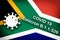 New Covid-19 variant B.1.1.529 Omicron Coronavirus symbol and written with the flag of South Africa in the background