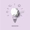 New creative idea. Art concept of idea and innovation with realistic paper bulb and sketch.