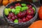 New crop of red pepper and hairy cucumber in a basket