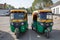 New Delhi, India -  April 2019 : Classic Auto Rickshaw India Tuk Tuk with three wheeler is local taxi