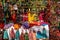 New Delhi, India - November 17, 2019: Dolls and decorations for sale at Dilli Haat, an outdoor craft market bazaar showcasing