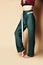 New design woman green pants casual girl apparel wear with belt on beige