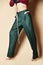 New design woman green pants casual girl apparel wear with belt on beige