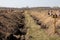 New dug graves, grave cemetery for those infected by coronavirus, Ukraine Dnieper city