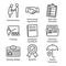 New Employee Hiring Process icon set w checklist, handshake, t