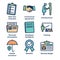 New Employee Hiring Process icon set w checklist, handshake, t