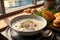 New England Dish Creamy Calm Chowder with clams, potatoes and herbs - Ai Generated