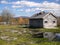 New England: maple sugar shack in autumn fall